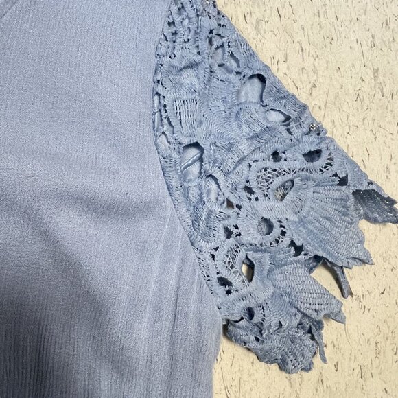 Polagram Maxi Dress‎ Womens S Blue With Lace Sleeves Lined Prairie - Picture 4 of 10